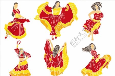 西班牙女人舞蹈系列动作