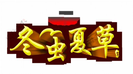 冬虫夏草养生之道中国风立体艺术字设计