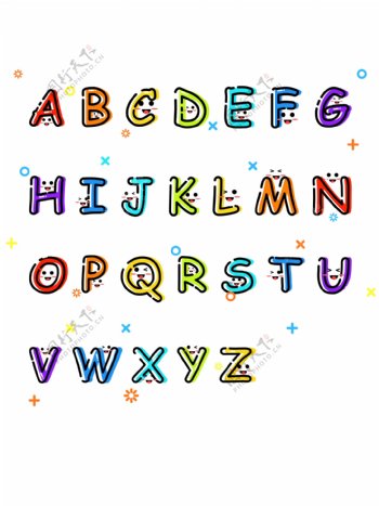 MBE艺术字母风格可爱卡通彩色可商用元素