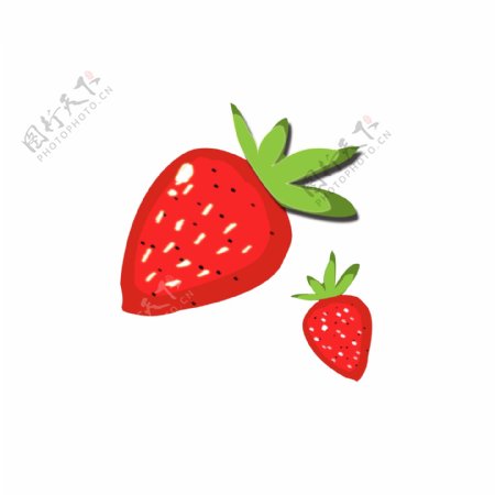 手绘水果红草莓食物手账绘本插图元素