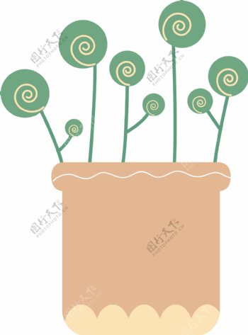 有趣植物插画卡通小清新盆栽可商用素材