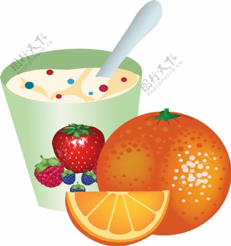 矢量水果酸奶元素