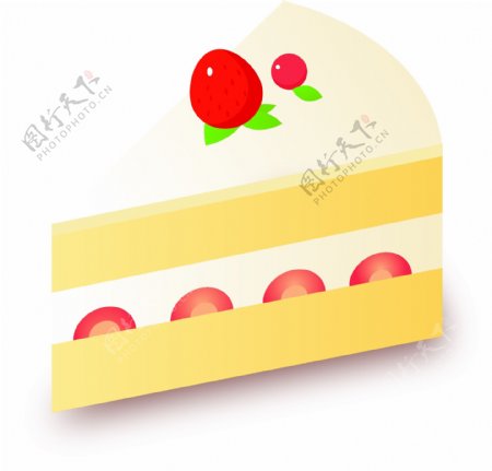 2.5D轴测图奶油草莓蛋糕矢量设计素材