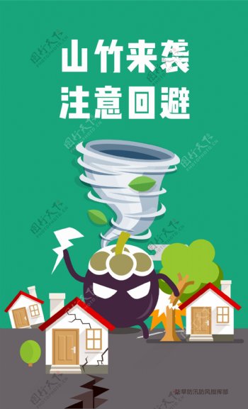 山竹台风预警公益海报