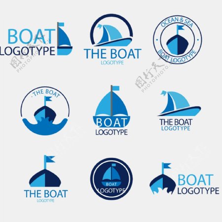9款蓝色帆船标志矢量素材