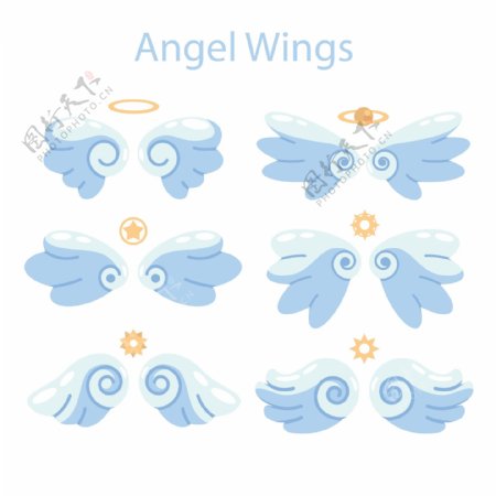 6款创意天使翅膀设计矢量素材
