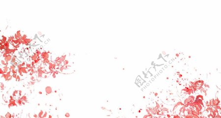 手绘水彩红花
