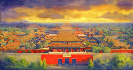 北京故宫水彩画