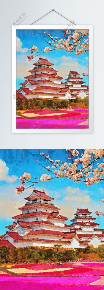 新现代抽象斑驳油画日本风景客厅酒店装饰画