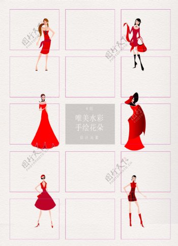 红色晚装裙子设计