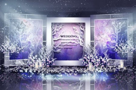 紫色婚礼合影区效果图