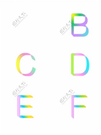 彩色渐变2.5d大写字母