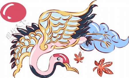 手绘动物中国风仙鹤可商用元素