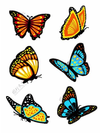 漂浮蝴蝶元素之卡通彩色套图