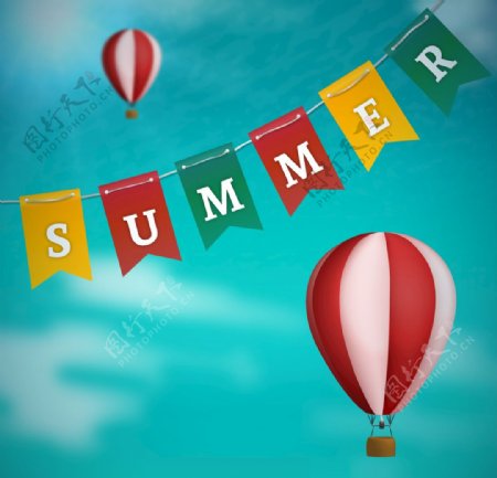 夏季热气球背景