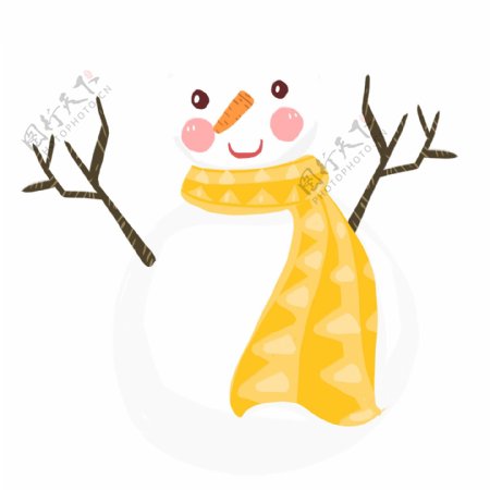 简约可爱围着黄围巾的雪人原创元素