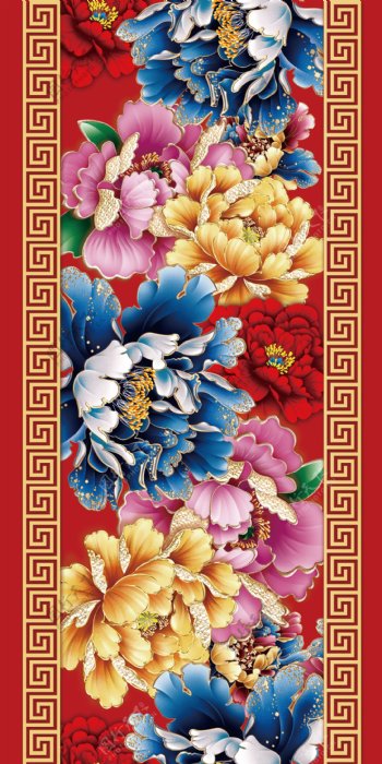 炫彩唯美中国民族画风牡丹花地毯