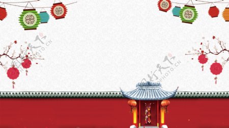 中国风古典城墙元宵节花灯背景设计