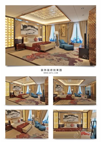 新中式风格酒店包房设计效果图