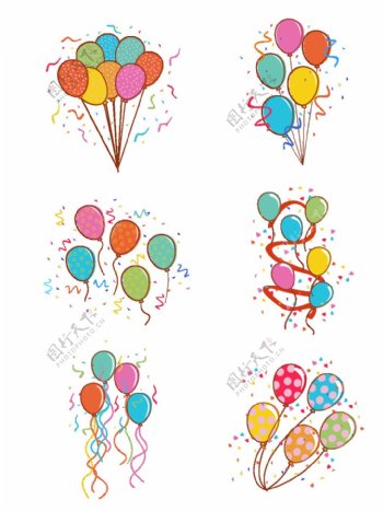 漂浮元素之卡通可爱派对气球套图