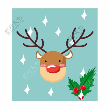 可爱圣诞节矢量麋鹿邮票小贴纸