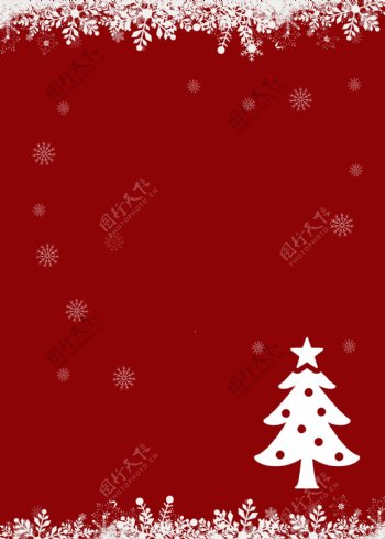 红色喜庆圣诞节雪花边框背景