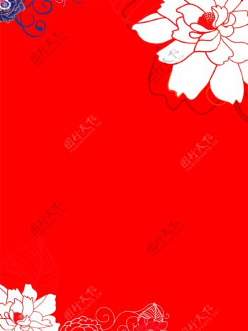 手绘花朵红色底纹广告背景素材