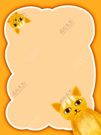 创意森系猫咪可爱边框主题背景