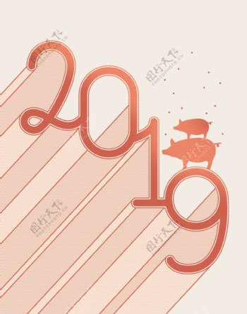 2019猪年艺术字体背景素材