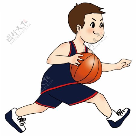 卡通打篮球的小男孩可商用