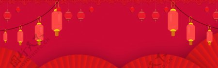 红年货节中国风新年节日banner背景