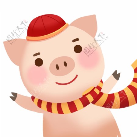 猪年卡通可爱粉色小猪设计