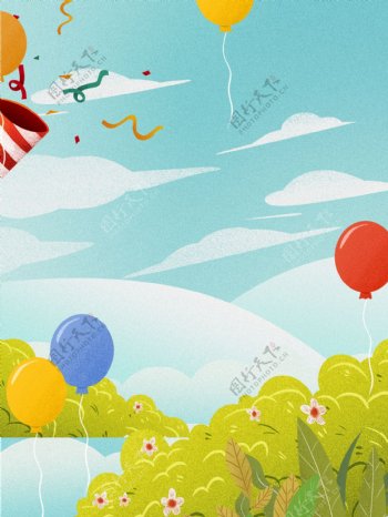 彩绘清新节日气球背景素材