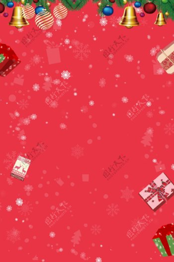 红色圣诞节装饰背景素材