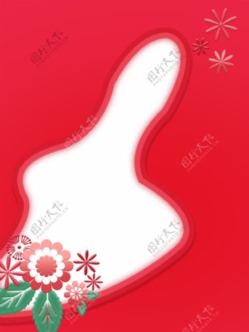 剪纸风创意红色渐变花朵喜庆新年背景设计