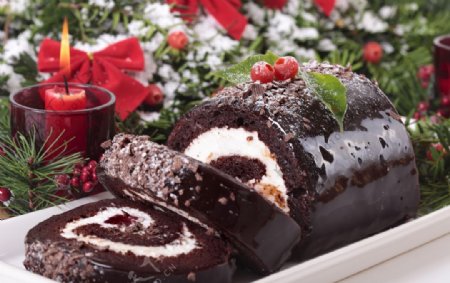 新年卷蛋糕巧克力食物