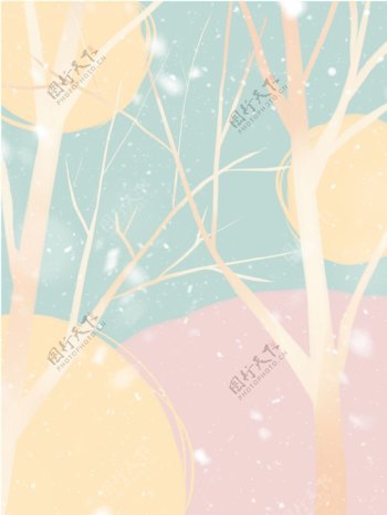 彩绘时尚冬季树木背景设计
