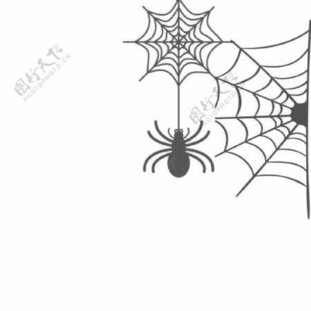卡通黑色蜘蛛网蜘蛛元素