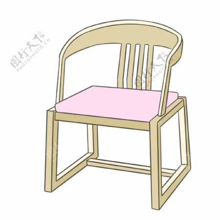 米黄色实木椅子插画