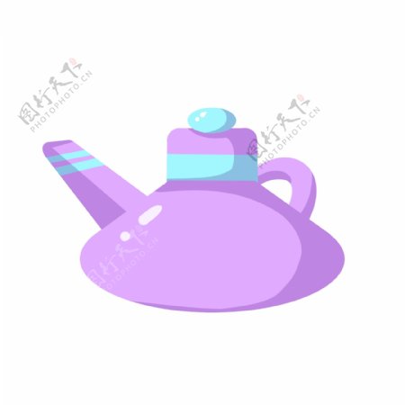 紫色的茶壶手绘插画