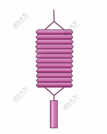 紫色折叠灯笼挂饰插画