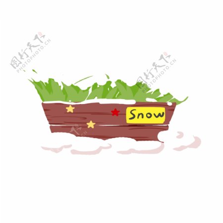 冬季下雪手绘插画