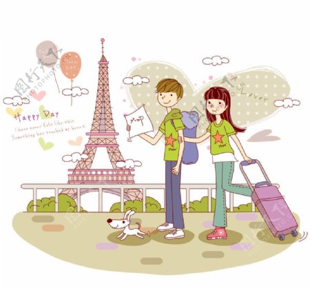 巴黎旅行情侣