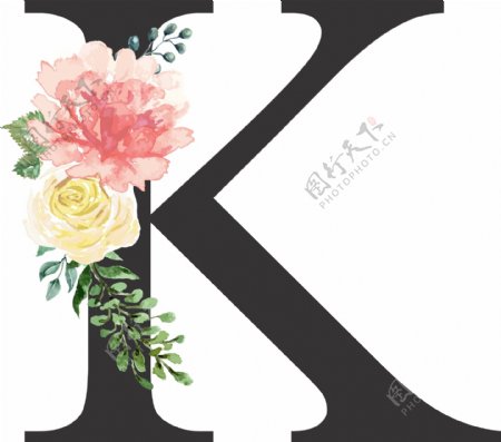 创意婚礼季字母K浪漫花朵