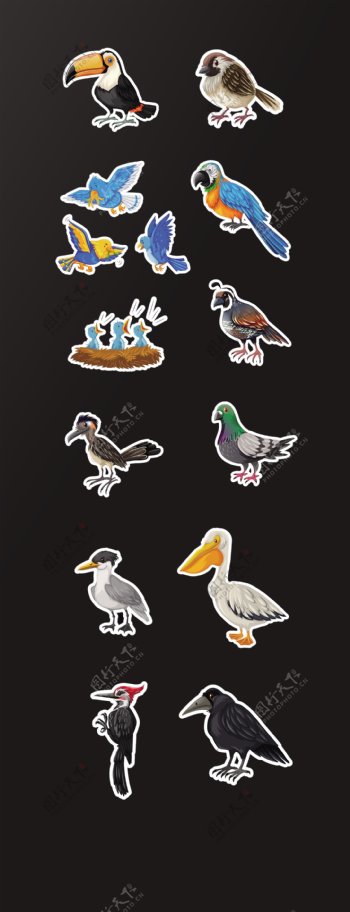 卡通手绘鹰海报杂志素材鸟类介绍教育背景