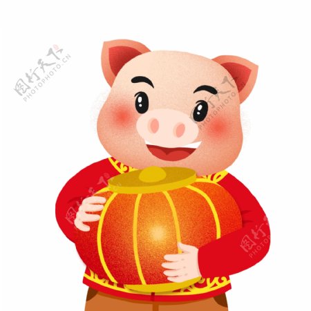 喜庆中国风小猪元素设计