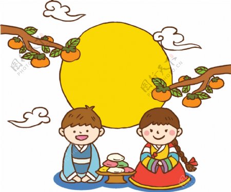 月圆之夜庆祝中秋节插画元素图案