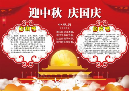 古典红色中秋国庆节小报模板
