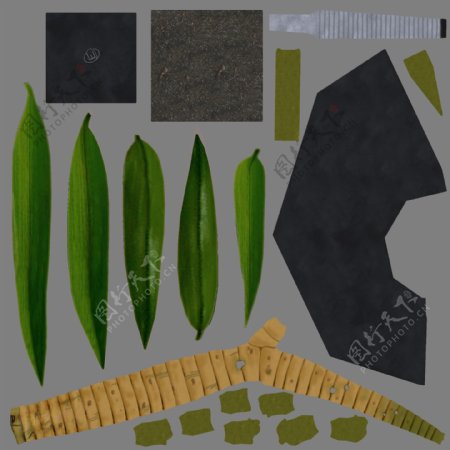 爪形叶子绿色盆栽模型素材