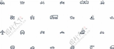 36款黑白线条交通工具图标icon